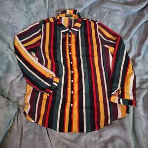 PrettyLittleThing Womens Size 10 Multicolor Stripe Long Sleeve Shirt